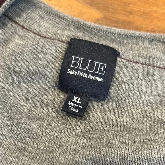 Saks Fifth Avenue Red and Gray Crewneck Sweater - Picture 2 of 5